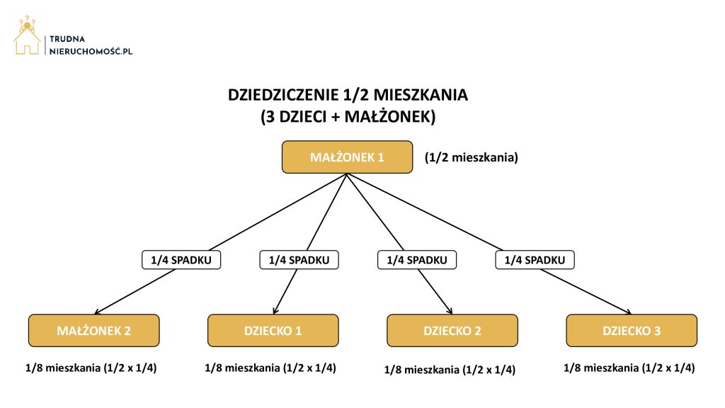 Dziedziczenie mieszkania po rodzicach bez spadku - 3 dzieci i małżonek